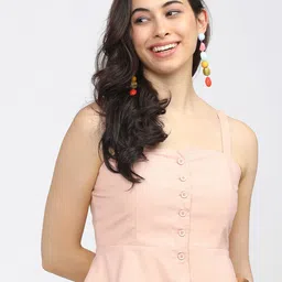 Tokyo Talkies PeachColoured Peplum Top-image-6