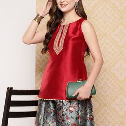 Ahalyaa Women Printed Ethnic Top with Palazzos-picture-58