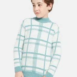 Octave Kids Teal & White Self Design Full Sleeves Sweater-image-64