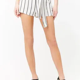 Forever 21 Cream & Black Striped Shorts-image-32