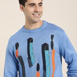 HERE&NOW Men Self Design Pullover-image-60