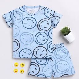 Clt.s Kids Blue Printed T-Shirt with Shorts-image-50
