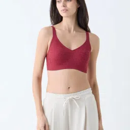 Wunderlove by Westside Red Floral Lace Design Invisible Padded Bra-image-7
