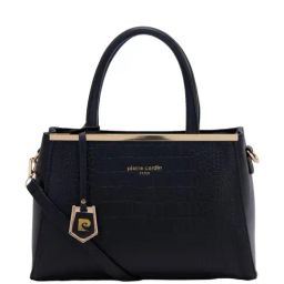 Pierre Cardin Black Solid Satchel Handbag-45