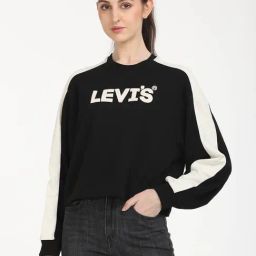 Levi's Women's Brand Logo Black Crew Neck Sweatshirt-image-2