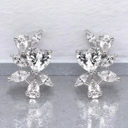 crash.club By CKC 925 Silver Silver Heart & Leaf Cluster Stud Earrings-image-97