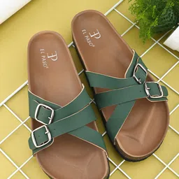 El Paso Women Slip-On with Buckles Open Toe Casual Flats-image-47