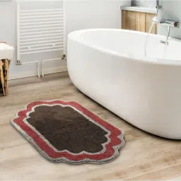 Saral Home Brown Microfiber Abstract Bath Mat 50X80 cm-image-78