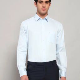 Cantabil Blue Regular Fit Solid Formal Shirt-image-85