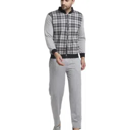 Vimal Jonney Grey & Black Check Jacket & Trackpants-image-53