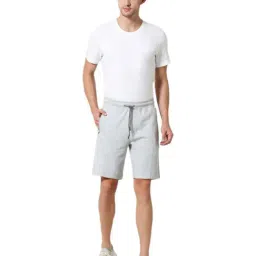 Van Heusen Athleisure Regular Fit Zipper Pocket Side Contrast Tape Solid Knit Shorts - Grey Melange-picture-22
