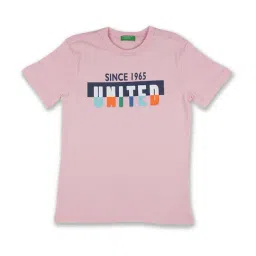 United Colors of Benetton Boys Pink Cotton Logo Print T-Shirt-picture-11