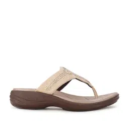 Bata Women's Beige Thong Wedges-image-46