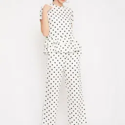Crimsoune Club White Polka Dot Top With Pants-image-18