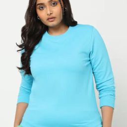Bewakoof Blue Round Neck Plus Size Sweatshirt-image-33