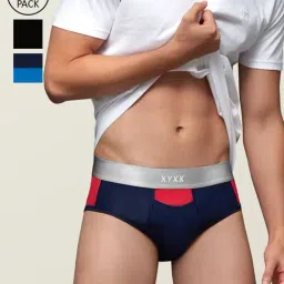 XYXX Red, Navy & Black Briefs (Pack Of 3)-picture-20