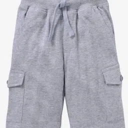 Kiddopanti Kids Grey Melange Textured Cargo Shorts-image-27