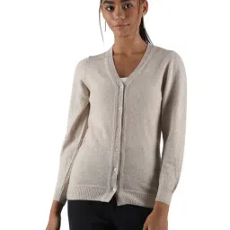 Monte Carlo Beige Wool Open Front Cardigan-36