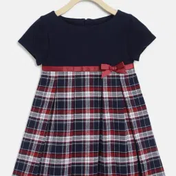 Chicco Kids Navy & Red Cotton Chequered Dress-image-29