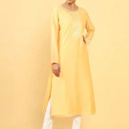 Soch Yellow Embroidered Straight Kurta-image-26
