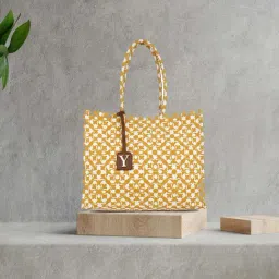 Yelloe Yellow Printed Large Tote Bag-picture-45