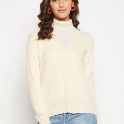 Crozo By Cantabil Off White Cardigans-image-77