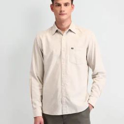 Arrow Sport Off White Cotton Slim Fit Self Pattern Shirt-picture-1