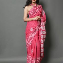 JAIPURI PRINT Ethnic Motifs Pure Cotton Block Print Saree-8