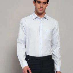 Cantabil Blue Regular Fit Self Design Design Formal Shirt-image-85