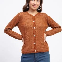 MADAME Brown Self Design Cardigan-picture-20