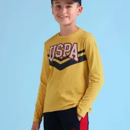 U.S. Polo Assn. Boys Yellow Cotton Printed Full Sleeves T-shirts-picture-5