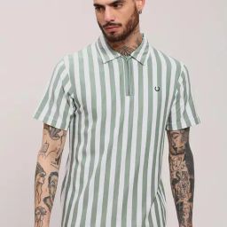 Showoff Green Cotton Slim Fit Stripes T-Shirt-picture-24