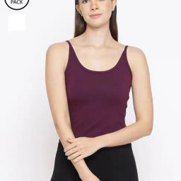 La Intimo Cream & Wine Timeless Style Camisole (Pack of 2)-image-44