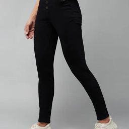 DOLCE CRUDO Black Denim Skinny Fit High Rise Jeans-image-46