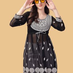 Moda Rapido Geometric Embroidered Chikankari Pure Georgette Chikankari Kurti-43