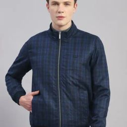 Monte Carlo Blue Regular Fit Wool Checks Jacket-image-33
