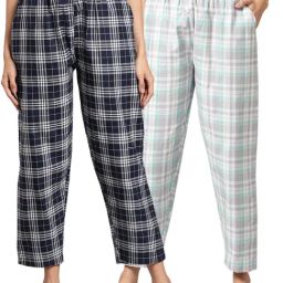 Kryptic Navy & Blue Cotton Checks Lounge Pants (Pack Of 2)-picture-48