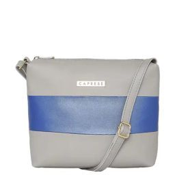 Caprese Corson Grey Faux Leather Color Block Sling Handbag-image-93