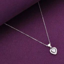 Kai Jewel Sterling Silver Dainty Heart Diamond Studded Chain Necklace-image-57