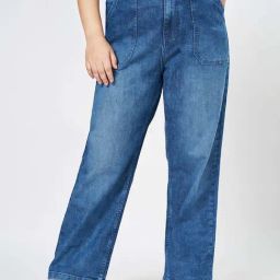 Honey Curvytude By Pantaloons Coronet Blue Cotton Relaxed Fit Jeans-image-58