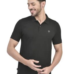 Woodland Black Regular Fit Polo T-Shirt-picture-1