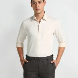 Arrow Yellow Cotton Slim Fit Printed Shirt-picture-10