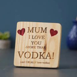 eCraftIndia Brown Wood Mum I love you more than Vodka Showpiece-33