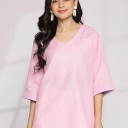 LetsDressUp Women Solid V-Neck Pure Cotton Top-picture-47