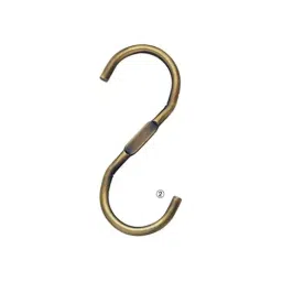AS ONE Steel Display Hook W6.3 cm×H15 cm×Φ7 mm Size Antique Gold-Plated Steel Antique Gold, 61-198-7-2 (Set of 5 pcs)-84