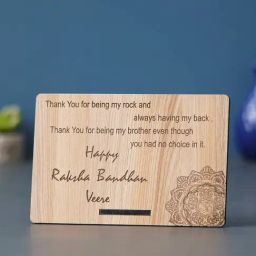 eCraftIndia Brown Wood Happy Raksha Bandhan Veere Showpiece-45