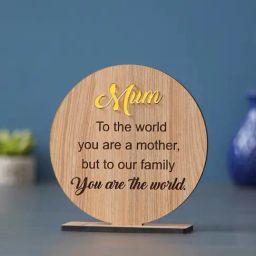 eCraftIndia Brown Wood Mum, You are the World Showpiece-40