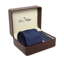 Louis Philippe Navy Textured Tie and Pocket Square-image-72