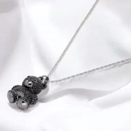 crash.club By CKC 925 Silver Sterling Silver Black Teddy Bear Pendant Chain-image-60