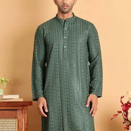 Jompers Men Geometric Embroidered Sequinned Kurta-image-87